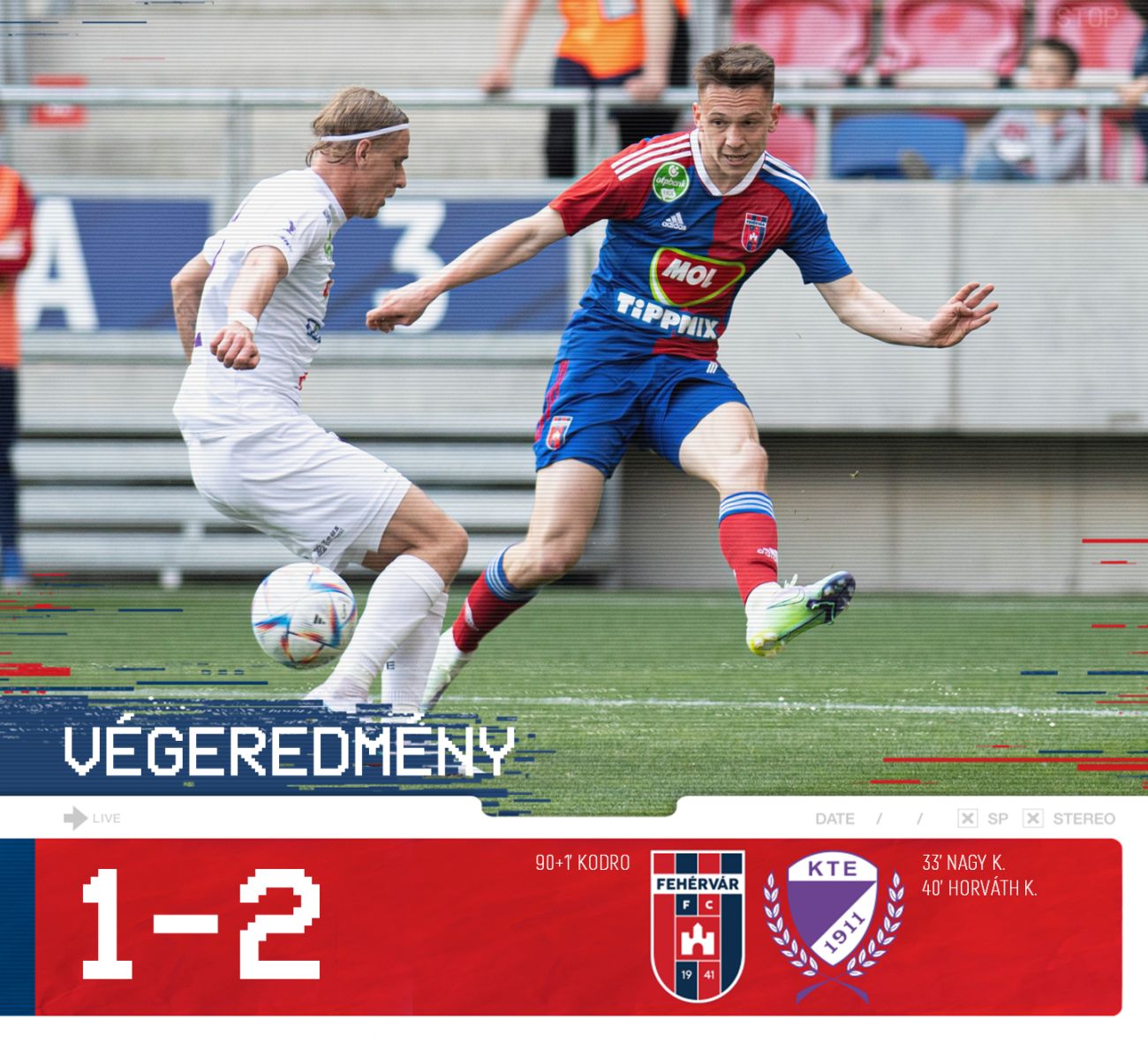 A MOL Fehérvár FC labdarúgócsapata hazai pályán veszített